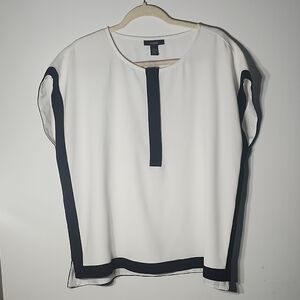 Alfani White and Black Contrast Blouse